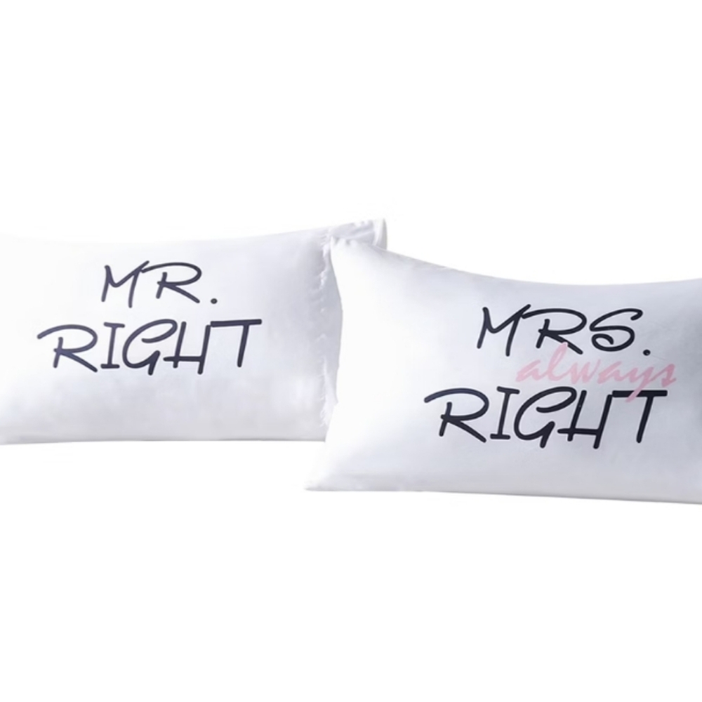 Mr. Right Mrs. Always Right 2 Pack White Microfiber Pillowcases Comfort Bay